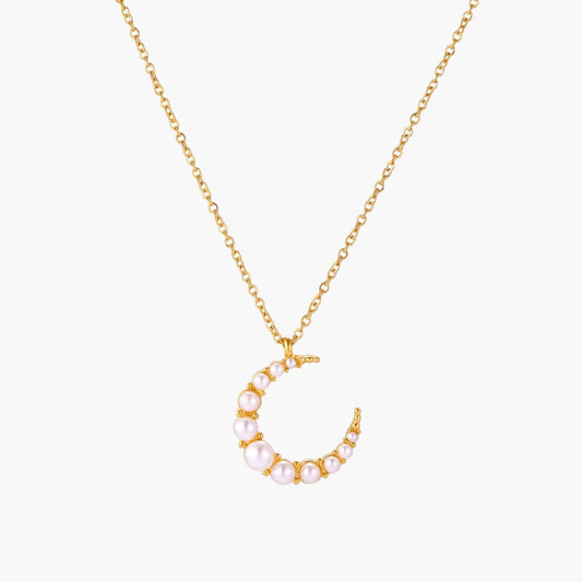 Luna Pearl Crescent Necklace - Léonie Luxe