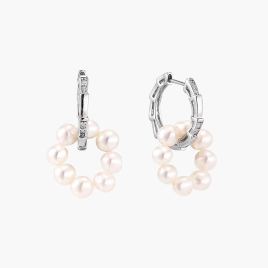 Pearl Cluster Huggie Hoops - Léonie Luxe